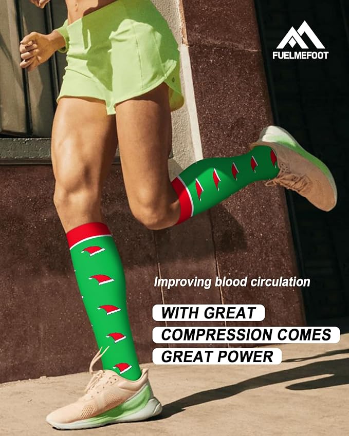 FuelMeFoot 6 Pairs Compression Socks for Women & Men 15-20mmHg Graduated Support Knee High Socks for Nurses, Travel, Athletic