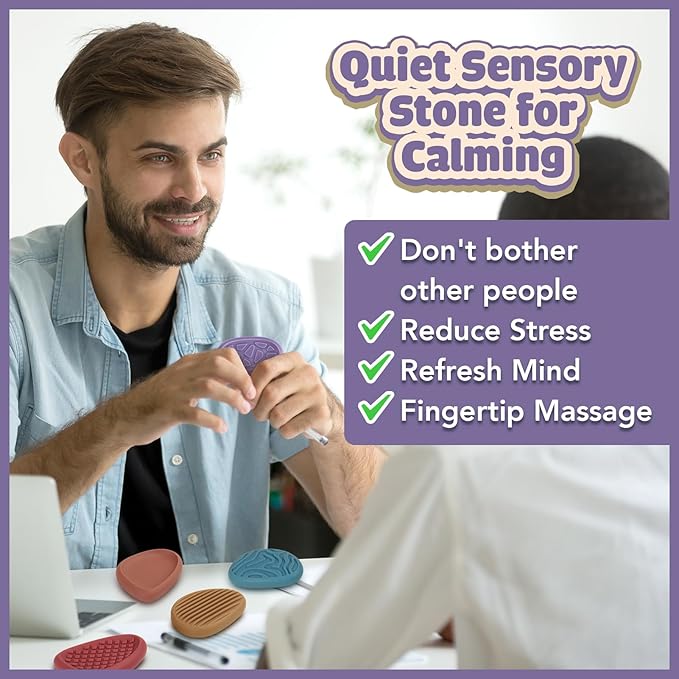 Fidget Toys Adults Sensory Stone: 8 Pack Texture Worry Stone for Kids Calming - Sensory Autism Toys for Anxiety Relief - Quiet Small Fidgets for Classroom Prizes