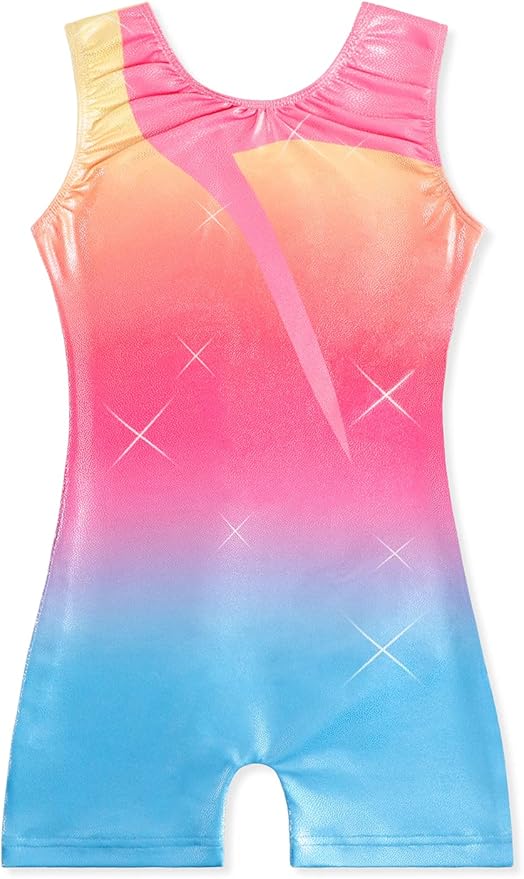 EQSJIU Leotards for Girls Gymnastics Sleeveless Sparkly Toddler Tumbling Outfits Dance Clothes Biketards for Kids 1-10 Years
