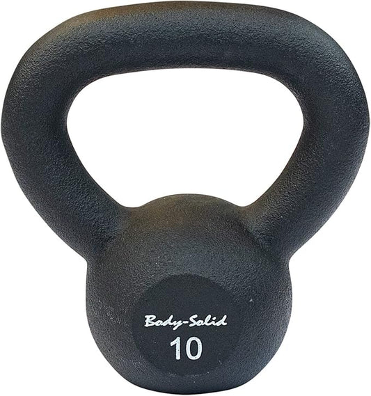 Body-Solid Matte Black Powder Coat Kettlebell with Kettle Grip Handle, Perfect Kettlebells for Weight Training and Core Workout Exercise Equipment