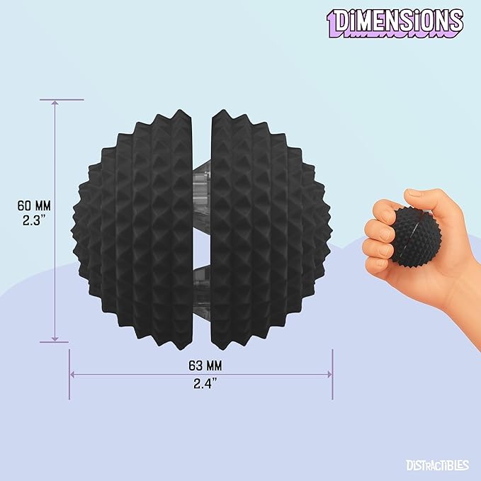 Round Spiked Sensory Fidget Clicker, Tactile Stimming Device with Mechanical Clicky Switches, Lanyard Attachment, Ideal for Pain Stim, ADHD, Autism & Stress Relief (Black, Large)