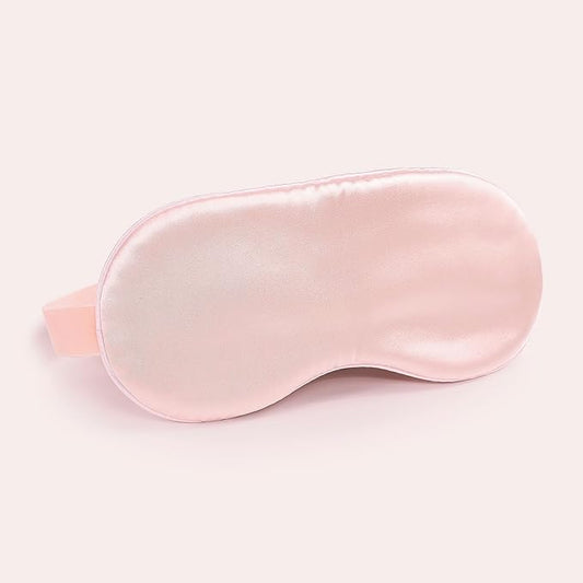 Luxury Silk Sleep Mask with 22mm Mulberry Silk, Velvet Elastic Band, Heat Therapy Pocket, and Travel Pouch, Pink Color