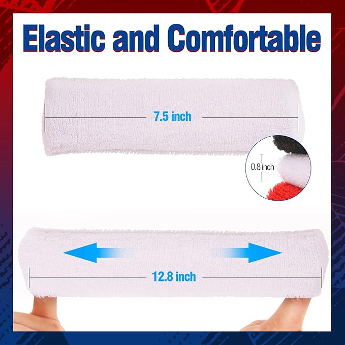 Sweatbands Sports Headband for Men & Women, Moisture Wicking Hairband Athletic Towel Headbands Cotton Head Sweat Bands for Running, Cycling, Yoga, Spa