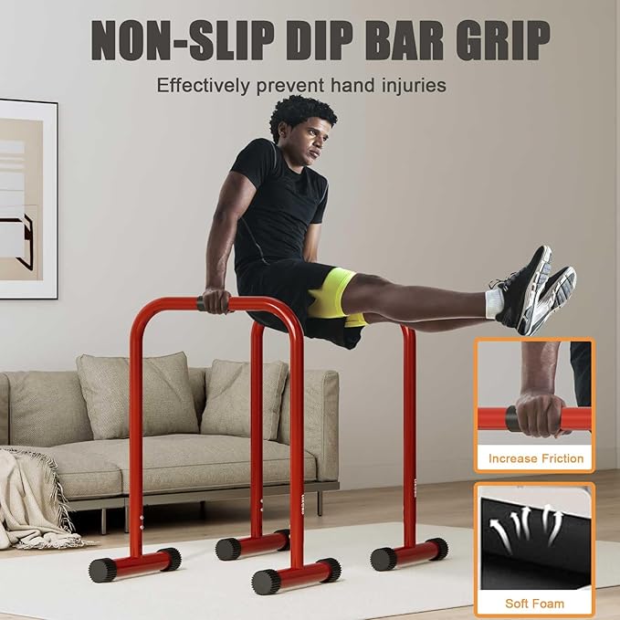 Adjustable Dip Bar, Dip Stand Station Functional Fitness Bar, Strength Training Founctional Dip Bars for Home, Fitness Equipment, Push Up Stand, Load Capacity 330LBS