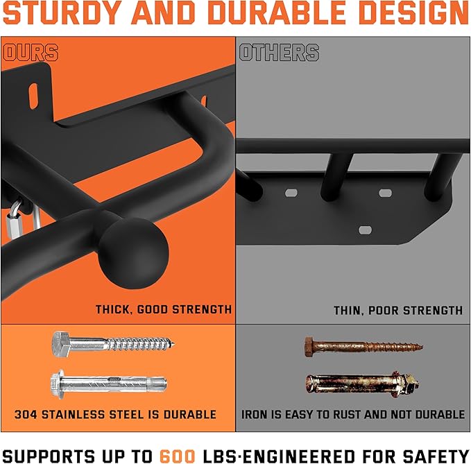 Wall Mounted Pull Up Bar - Heavy Duty Chin Up Bar, Pull-Up Bar for Garage, Joist, Wall Mount - Multifunctional Fitness Bar, Supports up to 600 Lbs