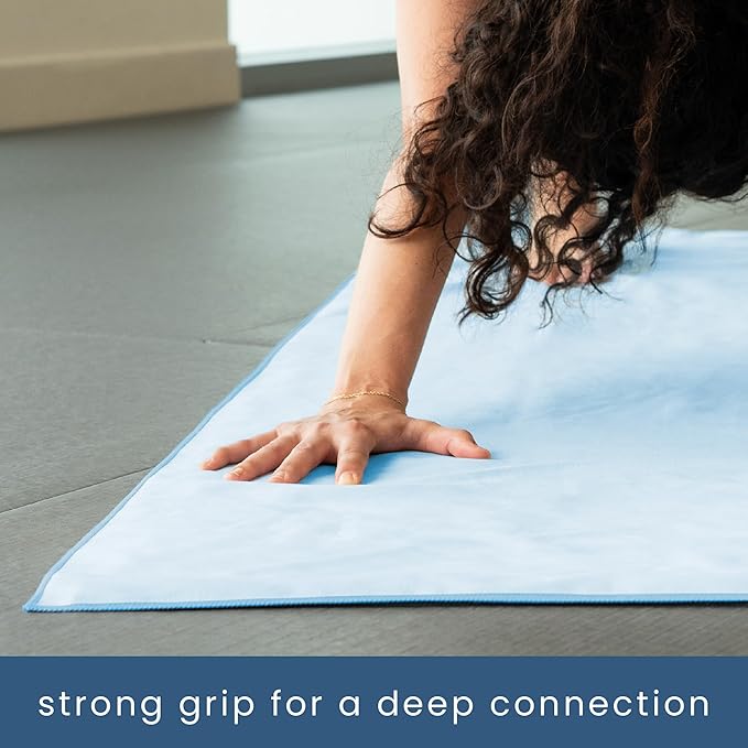 S&T INC. Yoga Mat Towel, Quick Dry Towel, Soft and Absorbent for Gym, Pilates, and Hot Yoga Mat, 1 Pack, 26.5 inches x 72 inches, Microfiber, Blue