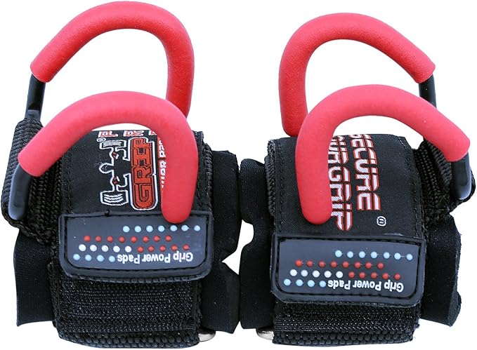 Weight Lifting Rod Hooks Heavy Duty Wrist Wraps Power Weight Lifting Training Gym Grips Straps Set of 2