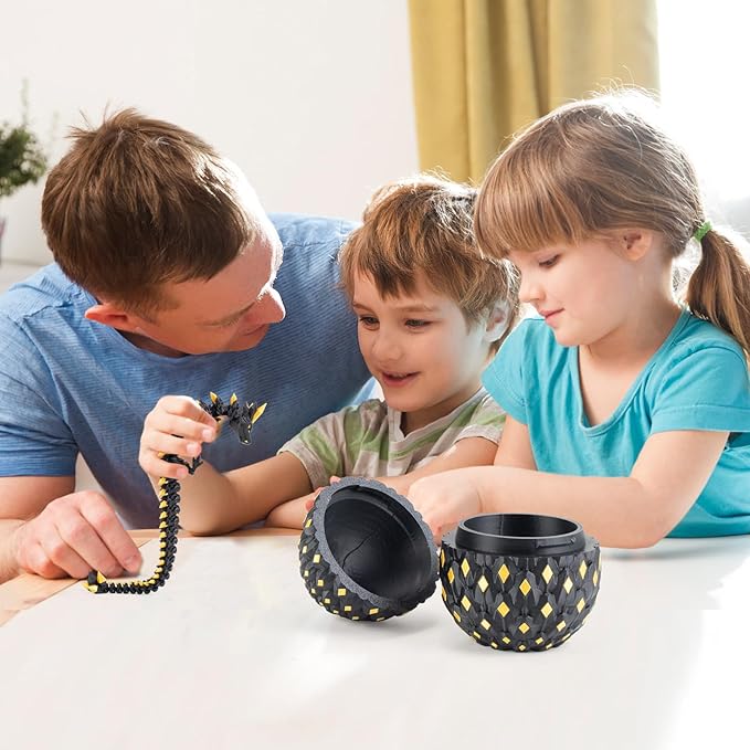 3D Printed Dragon Egg with Articulated Dragon Inside - Mystery Dragon Egg Fidget Toy, Sensory Desk Pet for Stress Relief, Stocking & Easter Basket Stuffers, Gift for Kids Ages 4+, Teens & Collectors
