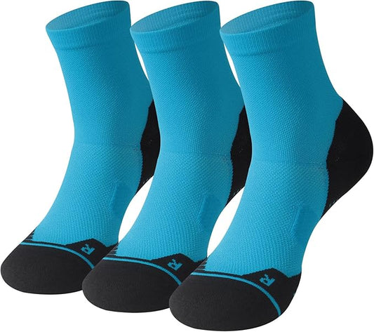 HUSO Compression Ankle Running Socks: Athletic Socks for Men Women with Cushion,Work Hiking Basketball Sport Socks 3 Pairs