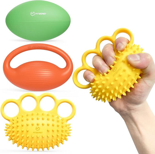 FitBeast Hand Exercise Ball Set–3 Pack Hand Squeeze Balls for Hand Therapy, Grip Strength, Finger & Wrist Training, Stress Balls for Adults, Ideal for Rehab, Arthritis, Carpal Tunnel