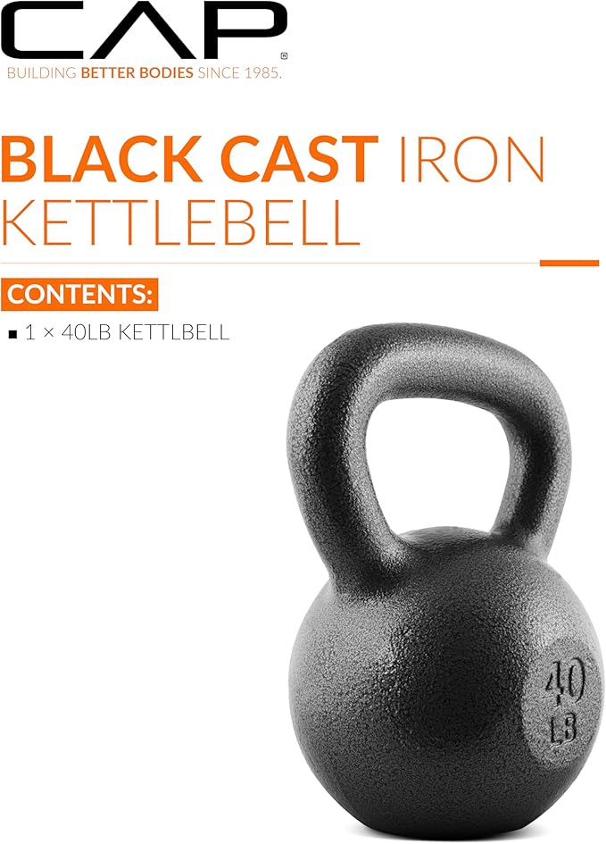 CAP Barbell Black Cast Iron Kettlebell Single or Set | 10-80 Lbs