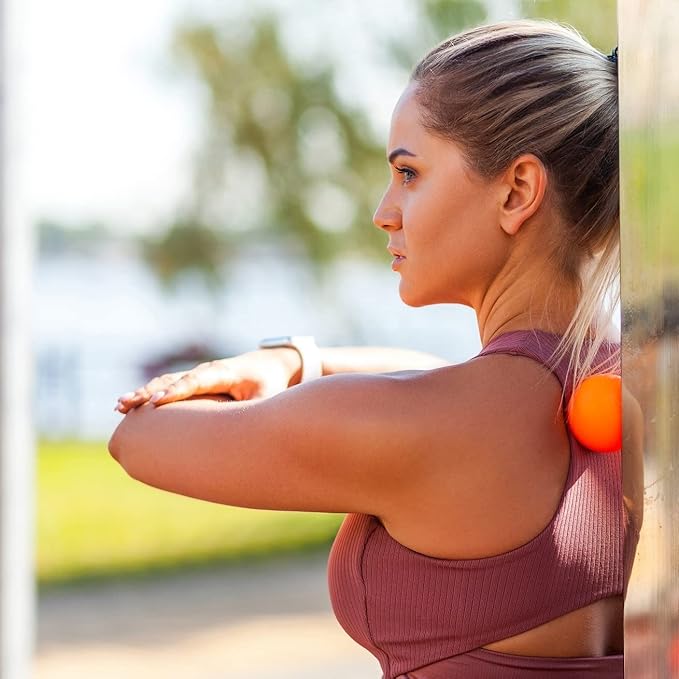 Massage Lacrosse Balls for Myofascial Release, Trigger Point Therapy Ball Set, Foot Massage Ball Roller for Plantar Fasciitis, Yoga Deep Tissue, Physical Therapy Balls Hard Rubber 2 pack (Blue/Orange)