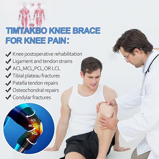 T TIMTAKBO Hinged Knee Brace with Side Stabilizers, Plus Size Knee Brace for Men/Women, Knee Braces for Knee Pain Relief,Arthritis,Meniscus Tear,Relieves ACL, MCL, PCl, Strong Stability Knee Support