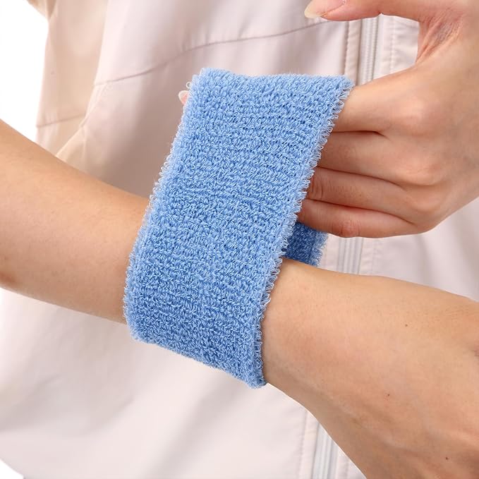 12 Pack Sweatbands Sports Wristband Cotton Sweat Band for Men and Women, Good for Tennis, Basketball, Running, Gym, Working Out