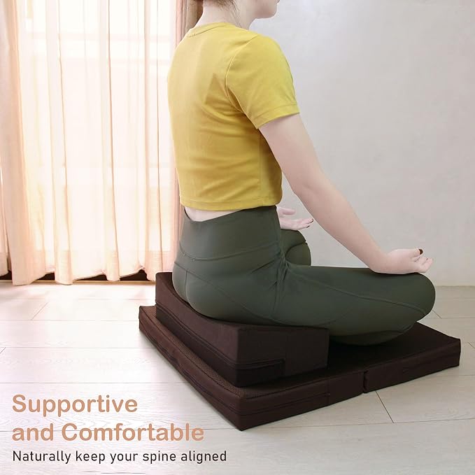 Meditation Cushion - Floor Pillow for Adults - Floor Seating & Meditation Pillow - Yoga Bolster with Washable Cover - High Density Responsive Bamboo Charcoal Foam for Sitting