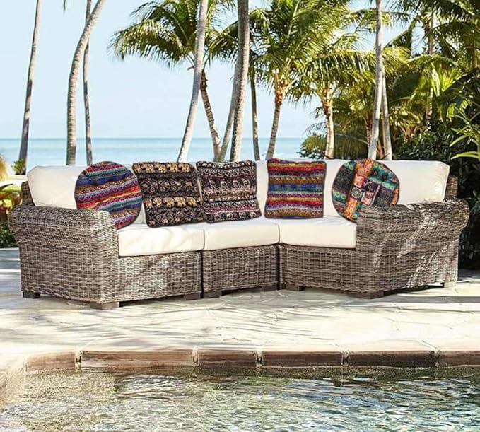 Boho Round Floor Seat Pillows Cushions 22" x 22", Soft Cotton Linen Bohemian Yoga Mandala Meditation Pouf Tatami Floor Pillow Cushion for Living Room Adults & Kids Casual Reading Nooks,Flowers Beige