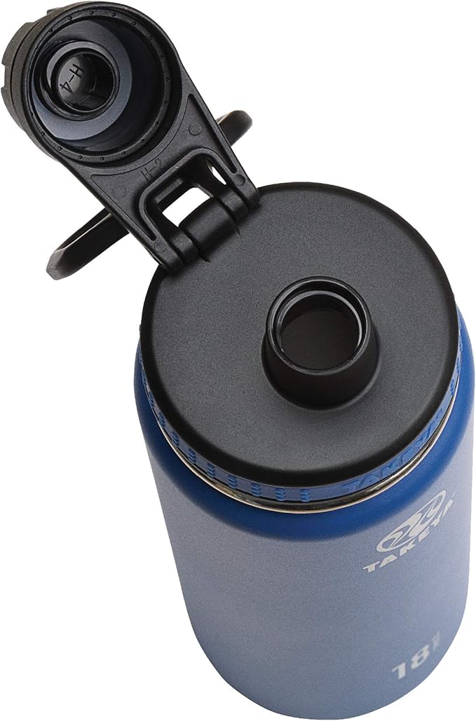 Takeya Originals 18 oz Vacuum Insulated Stainless Steel Water Bottle with Spout Lid, Navy