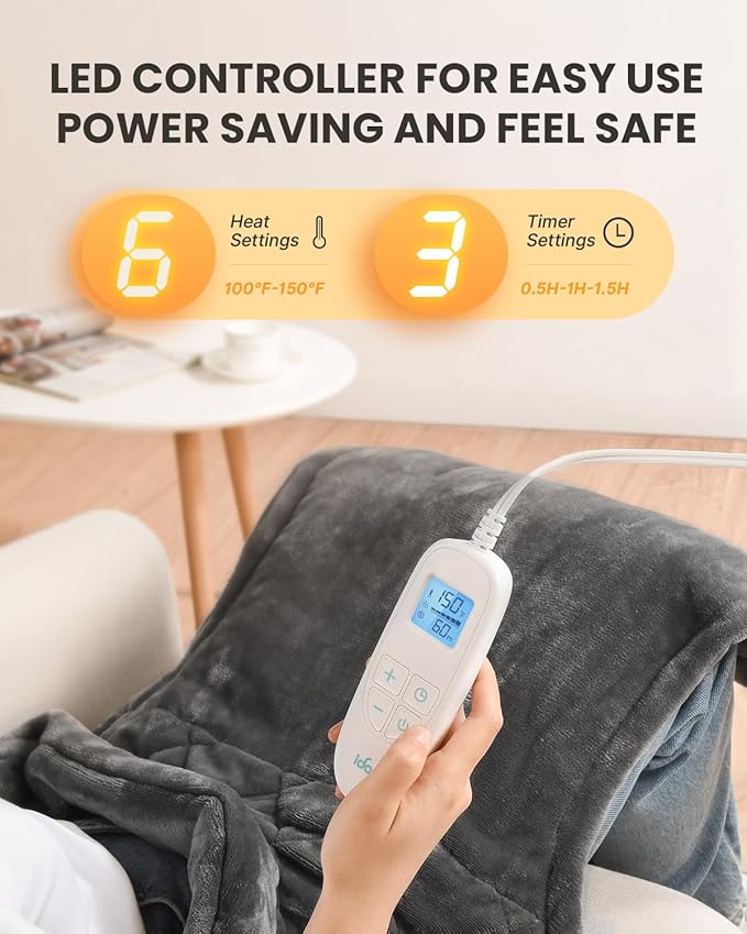 iDOO Heating Pad for Back Pain Relief, Large Weighted Electric Heat Pad for Neck Shoulders, Christmas Birthday Gifts for Women Men Elderly, FSA Eligible Items only List, 24"x33", ETL Certified, Gray