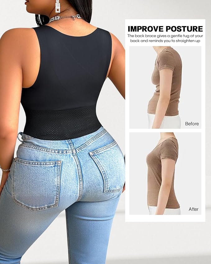 Front Closure Chest Brace Up for Women Lightweight Posture Corrector Sleeveless Slimming Back Brace Support Shaper