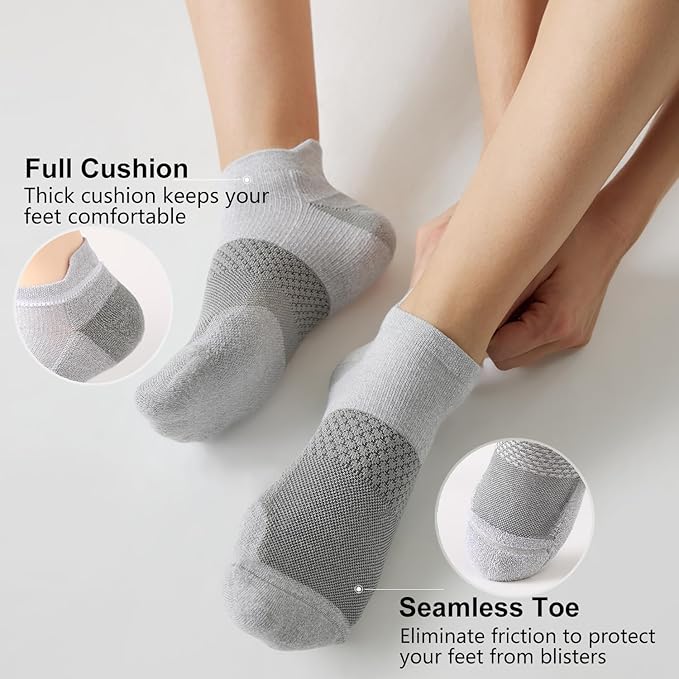 CS CELERSPORT 5 Pairs Women's Ankle Running Socks Cushioned Athletic Sport Socks with Tab