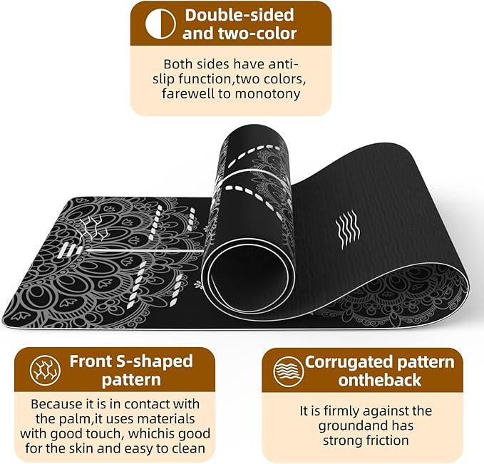 FOLAI Extra Thick Yoga Mat 6mm - Non-Slip Exercise Mat for HIIT, Pilates & Home Workouts & Workout with Free Carry Strap