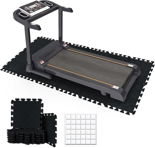 BXI Puzzle Exercise Mat 12 Pcs, 11 x 11 x 0.4 inches, High Density Noise Reduction Puzzle Felt Rug Mat, Non Slip Interlocking Floor Tiles for Workout, Gymnastics and Home Gym Protective Flooring