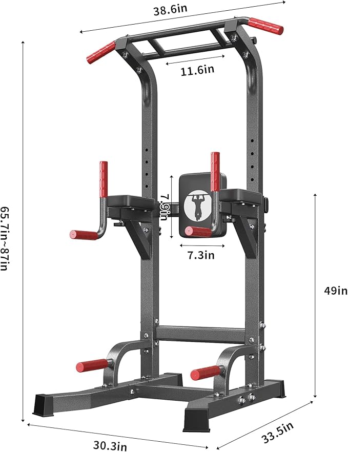 SogesHome Adjustable Pull Up Bar & Dip Station, Heavy Duty 500LB Capacity Multifunctional Home Gym Fitness Equipment for Strength Training, Push Up Stand for Arm, Back, Core & Full Body Workout
