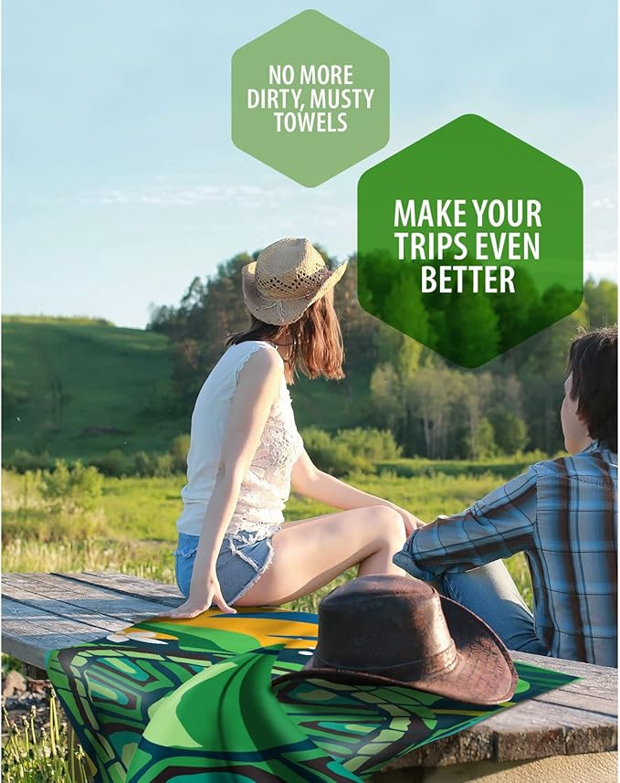 VENTURE 4TH Microfiber Beach Towel: Quick-Dry, Compact, Sand-Free, Absorbent, Sandproof and Lightweight - Perfect for Camping, Beach, and Roadtrips (Turtle Bay Design | 35x78 inches)