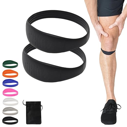 COOLSET Patella Band Knee Strap - 2 Pack Patellar Tendon Support Strap for Knee Pain Relief - Non-Slip Knee Brace for Jumper’s Knee, Tendonitis, Basketball, Running - Men, Women, Youth w/ Travel Bag (Black)