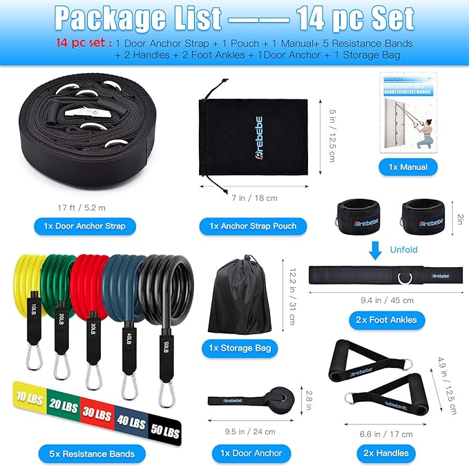 Brebebe Door Anchor Strap for Resistance Bands Exercises, Multi Point Anchor Gym Attachment for Home Fitness, Portable Door Band Resistance Workout Equipment, Easy to Install, Punch-Free, Nail-Free