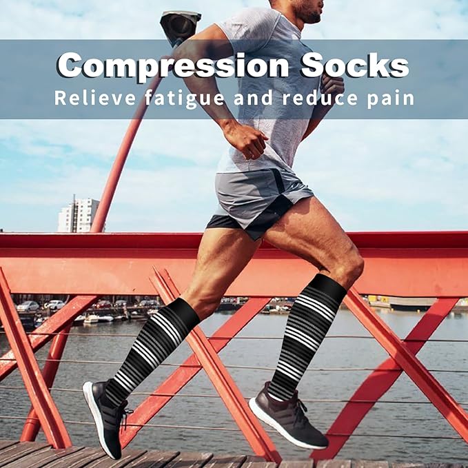 Bluemaple Compression Socks for Women & Men Circulation (6 Pairs) 15-20 mmHg is Best Support for Athletic Running Cycling