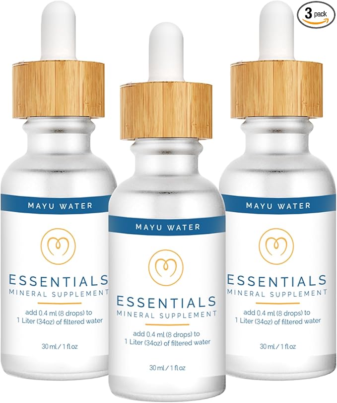 MAYU Concentrated Ionic Trace Mineral Drops - Rich Concentrate Electrolytes: Magnesium Chloride Sodium Supplements - Essential Blend Drop for Immune Support - Nutrient-Packed Alkaline Water - 3 Pack