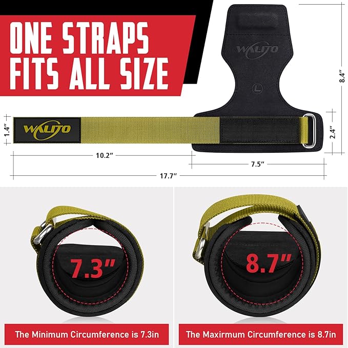 WALITO Weight Lifting Wrist Strap, Double Leather Weightlifting Wrist Straps for Gym Strength Training, Neoprene Padded Wrist Wraps - for Men & Women (Pair)