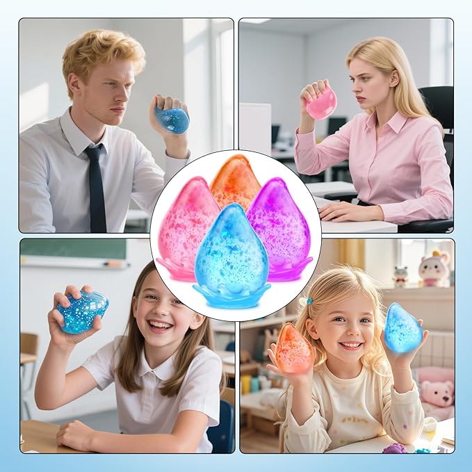 Fidget Toys Stress Cube for All Ages: 4 Pack Cube Squishies Anxiety Stress Relief, Ice Squishy Drop Malt Sugar Balls, Soft Sensory Calming Toys for Kids, Teens and Adults Party Favors, 4pcs