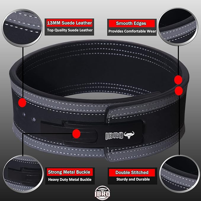 IBRO Powerlifting Lever Gym Belt – Power 8MM, 10MM or 13MM Extreme Heavy Duty Genuine Leather Belts - Squats Deadlifts Bodybuilding Weight Lifting IPF Power Lifting Strongman for Men