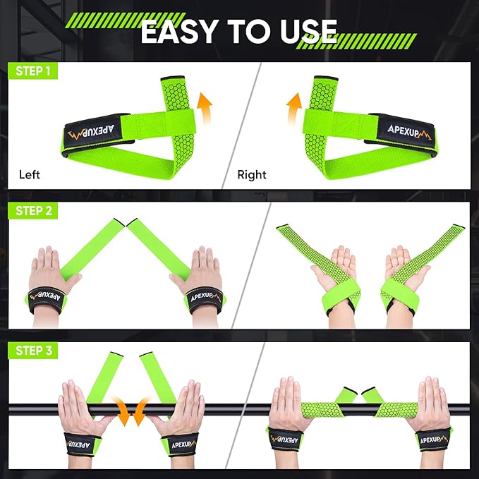 APEXUP Weight Lifting Straps for Weightlifting, Lifting Wrist Straps Gym, Deadlift Strap, Anti Slip Silicone Weightlifting Strap Men Women Powerlifting, Strength Training