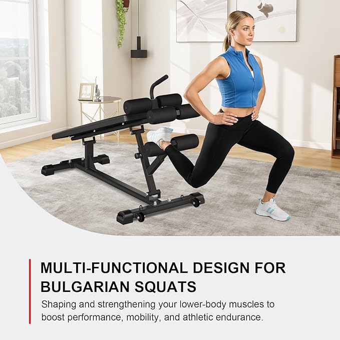 Sit-Up Bench for Core Workouts and Decline Bench Press, Adjustable Weight Bench with Reverse Crunch Handle, Abdominal Workout and Bulgarian Split Squat Equipment