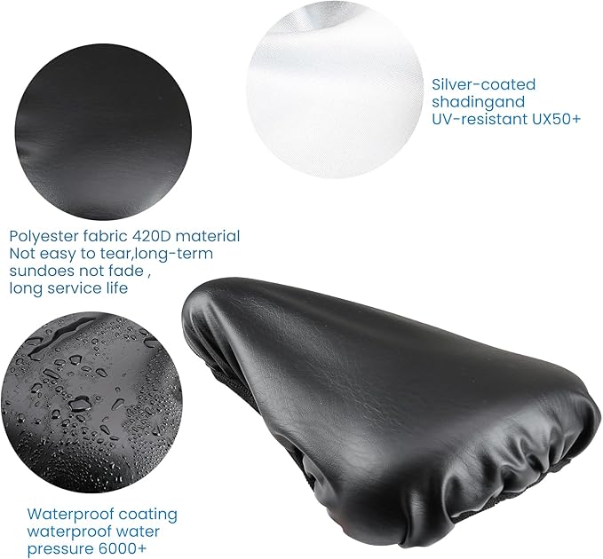 New Bicycle Seat Cushion Waterproof UV Protection Unisex for Gym Bike Mountain Bike Road Bike with Protective Lock Durable Rain Dustproof Cover