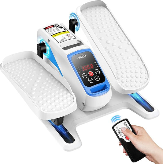 Under Desk Elliptical Machine,Ellipse Leg Exerciser Electric with Remoter,12 Manual Adjustable Speed and 3 Automatic Speed,Portable Seated Pedal Exerciser for Seniors,Adults,Home,Office