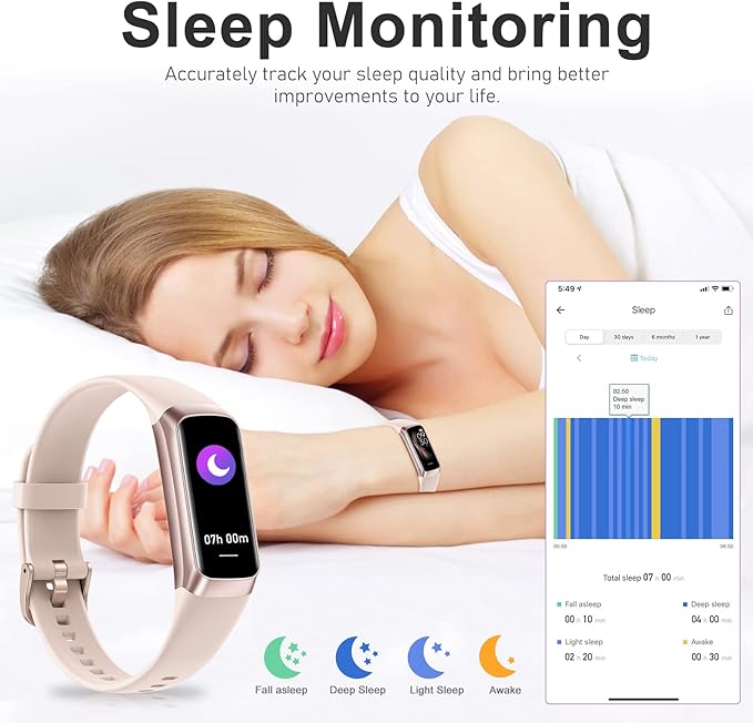 Fitness Tracker with 24/7 Heart Rate, Blood Oxygen Blood Pressure Sleep Monitor, Activity Trackers 5 ATM Waterproof,Step Calorie Counter Pedometer Health Smart Watch for Women Men Pink