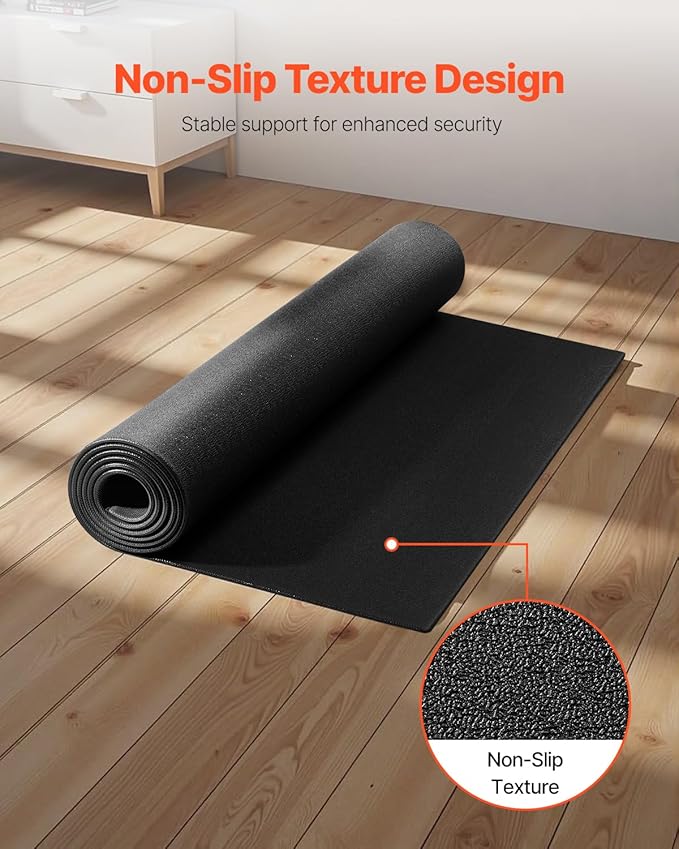 VEVOR Treadmill Mat for Carpet Floor, Exercise Equipment Mat for Treadmills, Stationary & Recumbent Bikes, High Density PVC Floor Protector Gym Mats, Waterproof and Non-Slip for Home Gym