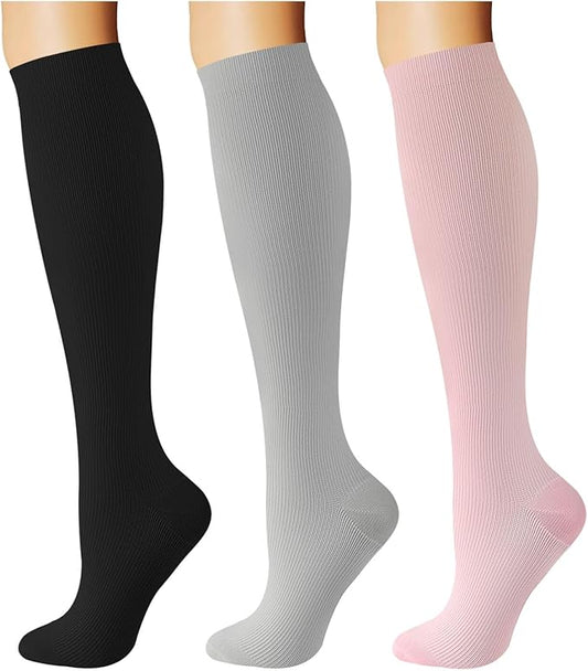 Breslatte Compression Socks for Women Men 10-14 mmHg Circulation Knee High Athletic Support Socks Running Travel Daily