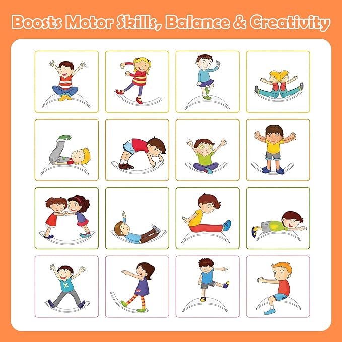 Balance Board Kids with Bouncy Ball, Wobble Balance Board for Balance & Courage Building, Sensory Integration Training, Ideal Toy for Kids Aged 3+