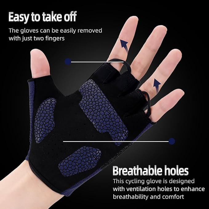 Cycling Gloves for Men Women, Half Finger Bike Gloves for Biking, Gym, Weight Lifting, Rowing, Riding, Outdoor Sports
