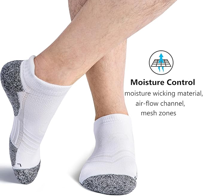 CWVLC No Show Sports Compression Socks for Men Women with Cushion (4/8 Pairs)