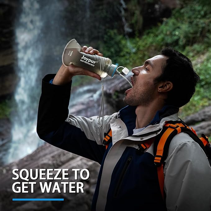 Collapsible Squeeze Water Filter Bottle - 650ml with Filter with NSF/FDA Certification Befree or Peak Series replacement for Hiking,Running,Camping,Travel,Cycling,and Fishing,BPA-Free(Gray)