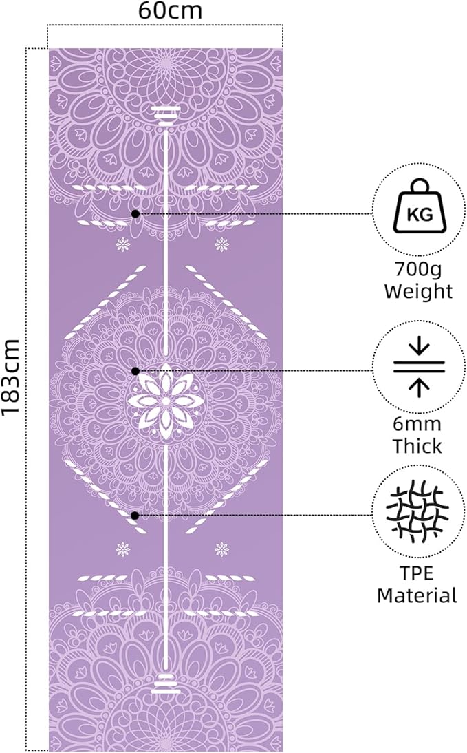 FOLAI Extra Thick Yoga Mat 6mm - Non-Slip Exercise Mat for HIIT, Pilates & Home Workouts & Workout with Free Carry Strap