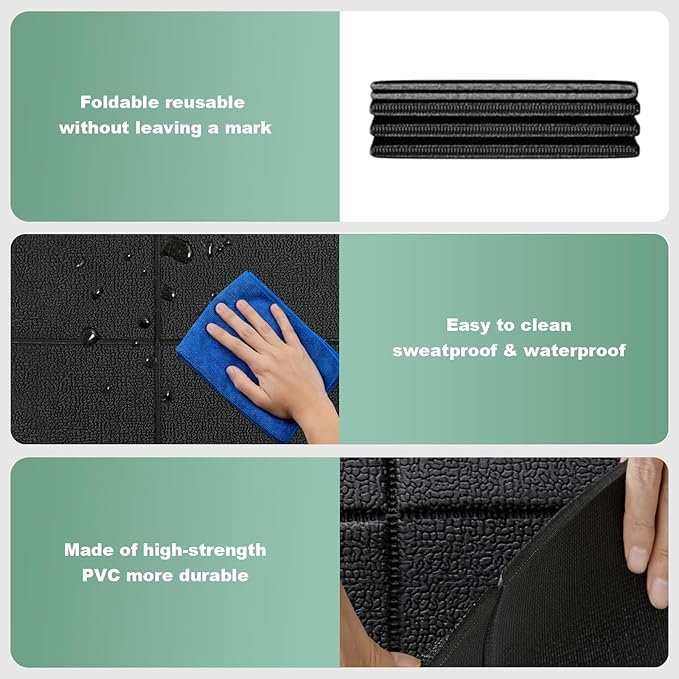 Treadmill Mat, Exercise Equipment Mat 63"x30", 1/4" Thick, Foldable Non-Slip Waterproof Surface for Walking Pad, Stationary Bike, Elliptical, Carpet & Hardwood Floor Protection, Noise Reduction