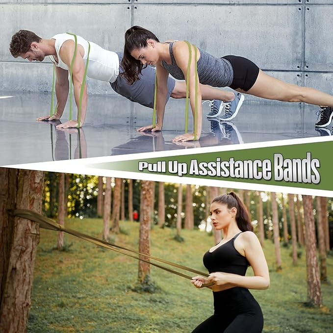 Resistance Band Pull Up Assistance Bands,Set of 5 Resistance Heavy Duty Exercise Stretch Fitness Bands for Stretching Power Lifting Workout Training with Instruction Guide