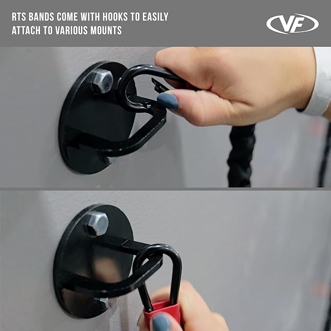 Valor Fitness Resistance Bands - 5lb to 25lbs - Carabiners Attached & 2 Bands per Weight Option with Handles– Sheath Covered - Strength Training New Compact 39" Design - Wall Door Rack Mount Options